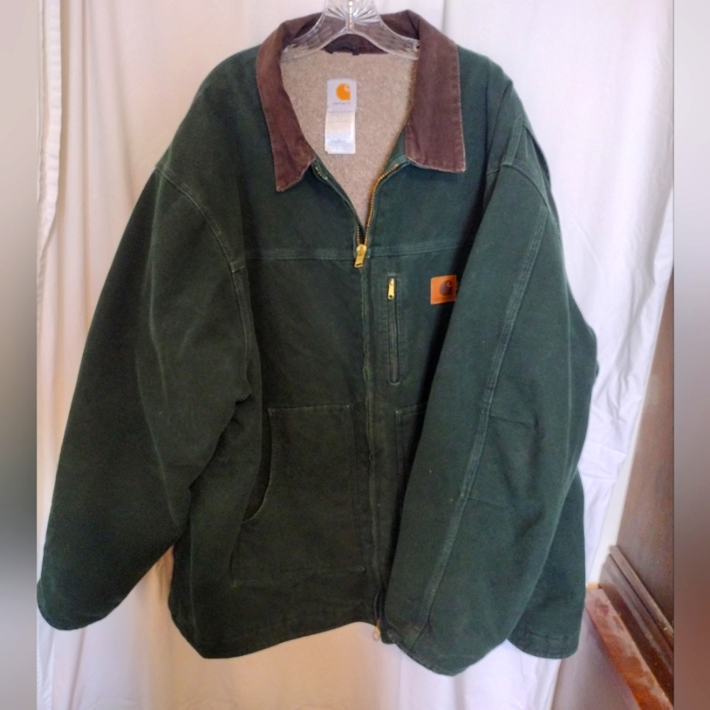 Carhartt Men's Forest Green Sherpa Lined Field Jacket EUC